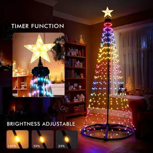 Hoodink Smart Christmas Tree Lights, Treeless with Remote and APP Control, RGB Color-Changing Light String with 400 LEDs, 11 Modes, Timer, Music Sync, Suitable for Christmas Decorations and Holiday Party Decorations