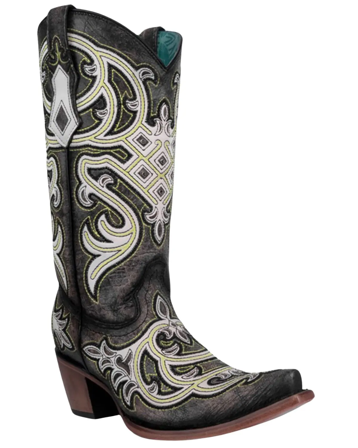 Corral Women's Women'S Embroidered Neon Blacklight Western Boot Snip Toe - C4054