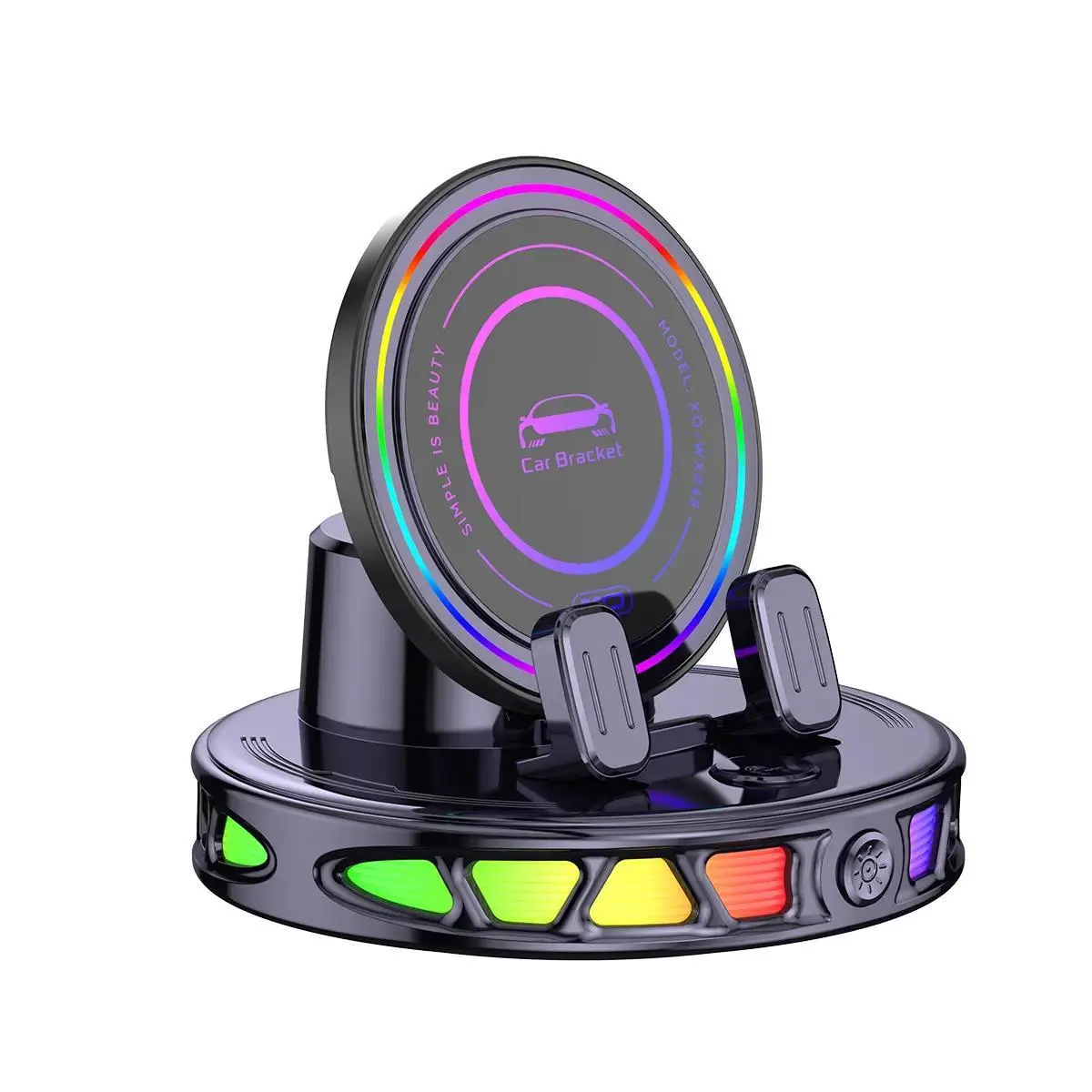 Magnetic Wireless Charging Car Phone Holder-Mounts, 360° Rotatable with RGB Ambient Light, Ultra-Stable Vacuum Suction Auto-Lock for Dashboard, Windshield, Fits iPhone, Android, Car Phone Holders & Mounts