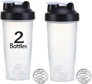 Leak-Proof 2-Pack 28 oz Shaker Bottles with Stainless Steel Whisk Ball for Protein Mixes Ideal Gym Fitness Enthusiasts Portable Drinkware Flasks Tumbler Mug