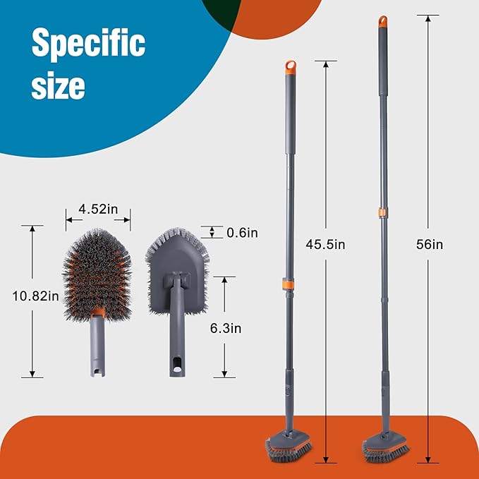 Extendable Tile & Tub Scrubber Brush with 3 Cleaning Heads – Long Handle Bathroom & Kitchen Cleaning Tool Extendable Tile & Tub Scrubber Brush with 3 Cleaning Heads – Long Handle Bathroom & Kitchen Cleaning Tool