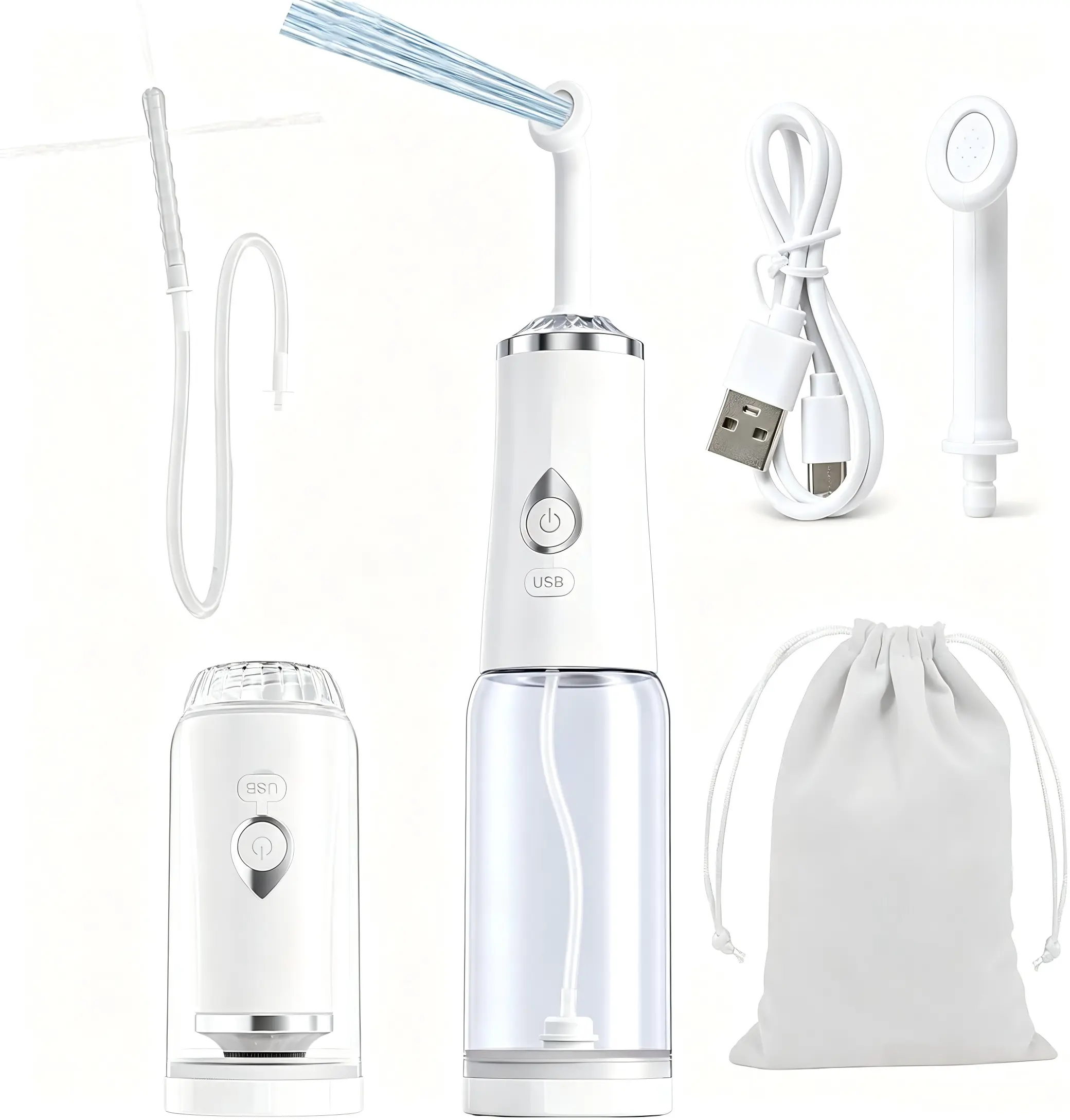 Rechargeable Portable Travel Bidet Sprayer, USB-C Handheld Electric Bidet With 4 Pressure Modes & 2 Wash Nozzles For Front & Rear Cleaning, IPX7 Waterproof