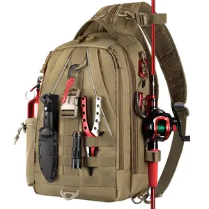 Fishing Tackle Backpack with Rod & Gear Holder, Lightweight Outdoor Water-Resistant Fishing Shoulder Storage Bag