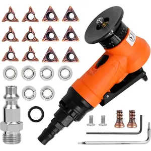 2 in 1 Mini Pneumatic Chamfering Machine, 45? Arc Corner Beveling Trimming Deburring Machine 30000RPM Handheld Chamfering Air Chamfer Tool with 1/4 Inch Air Inlet (C&R Angle ,Orange)