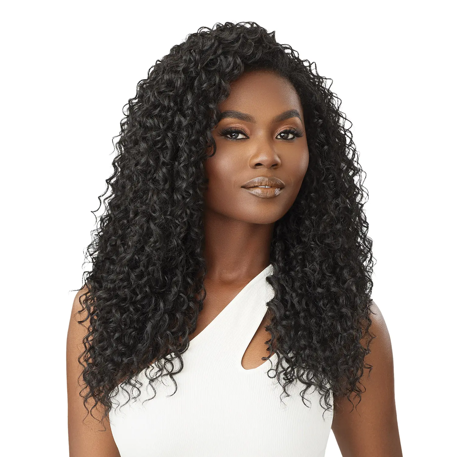 Outre Natasha Natural Curly Synthetic Wig, Beginner Friendly Clip-and-Apply Quick Weave Half Wig, High Heat Resistant Fiber, Beginner Friendly Wigs, Synthetic Wigs