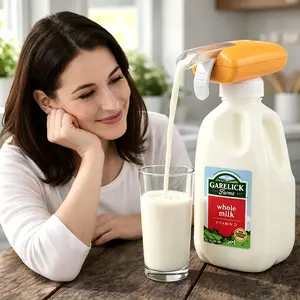 Automatic Drink Dispenser Hands-FreeBeverage Dispenser for Fridge Easy Milk DispenserPerfect for Milk Juice Water Ideal for Parties HomeKitchen Utensils Bottle Gallon Straw