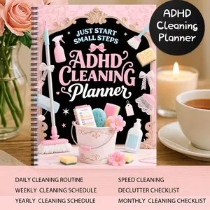 Adhd Cleaning Schedule (ring Binder), Color-Coded Daily Weekly Monthly Annual Yearly Planner, Chore List Checklist Organizer for Home Office Housewife Mother