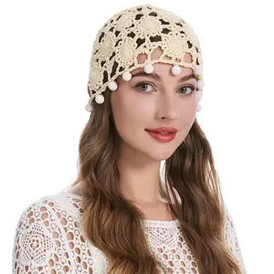 Handmade Crochet Women's Sun Hat, Lightweight Lace Skull Cap, Breathable Beach Hat, Portable Foldable UV Protection, Outdoor Vacation Essential