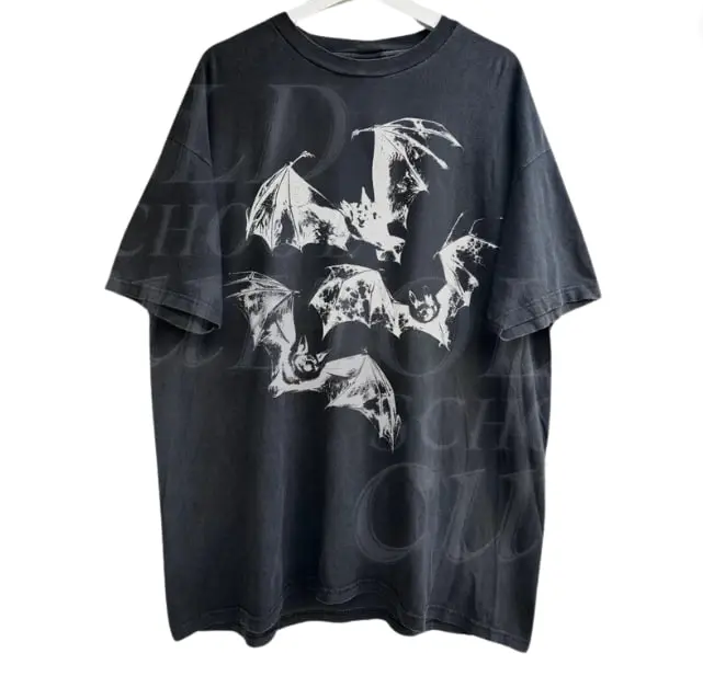Three Bats Y2k T-Shirt, Vintage 90s Style Bat T-Shirt, Washed Retro Gothic Shirt, Dark Art Shirt, Unisex Adult Grunge 2000s Graphic Shirt Menswear Top Underwear Tshirt