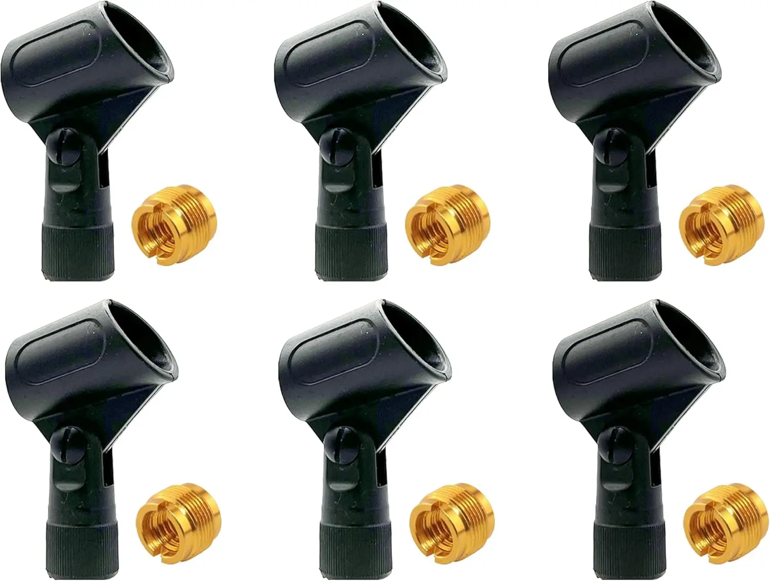 5 Core Metal Durable Microphone Clips Set (6-Piece) - Adjustable Grip Mic Holder for Stand, 5/8" Male to 3/8" Female Screw Adapter Mount, Compact Wireless Microphone Essential Accessories - MC 07