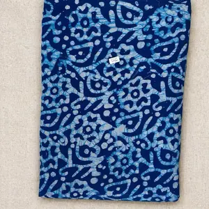 Adire African Batik Fabric 4 Yards - Vibrant Blue and White Patterns for Crafting and Sewing Projects