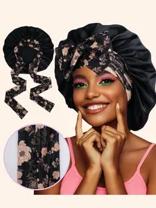 Long Hair Satin Sleep Cap with Elastic Band Adjustable, Women's Nighttime Sleep Hat, Long Style Sleep Cap, Suitable for All Hairstyles, Smooth Shower Cap, Daily