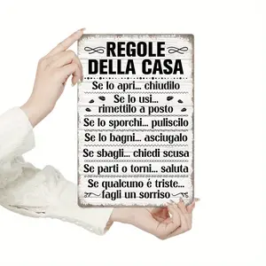 Vintage Italian Metal Sign Wall Art Decor for Home Farmhouse Living Room and Holiday Gift Ideas