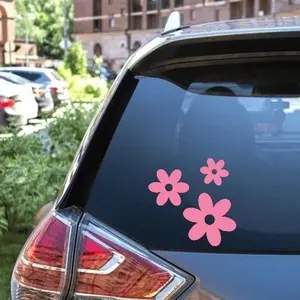 3 Pcs Flower Car Decal, Flower Decal Stickers, Cartoon Floral Vinyl Car Decals, Self-adhesive vinyl for Metal, Glass & Plastic Surfaces, Single Use