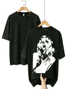 Men's Short-Sleeve Cotton Fashion T-Shirt - Viral TikTok Dark Aesthetic Acid Wash, Gothic Back Print, Oversized Grunge, Unisex Graphic Album good tees