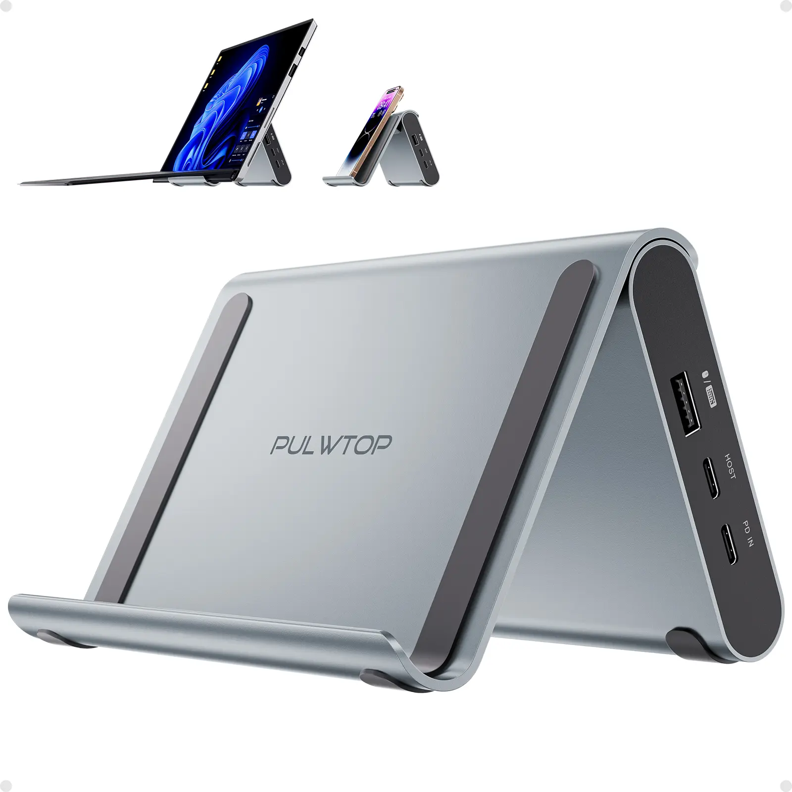 PULWTOP USB C Docking Station Dual Monitor for Microsoft Surface Pro/Go 11/10/X/9/8/7, PULWTOP Dual Displays with 2 xHDMI 4K, 3 x USB-C/A 10Gbps, 2 x USB-A 5Gbps, USB-2.0, Ethernet, PD for Win11/10 Tablets