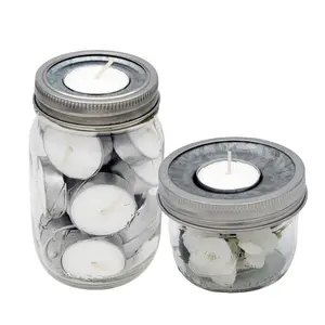 Tea Light Holder Metal Lid Insert For Mason Jars 6 pk Decorative Stainless Steel Tin Ornaments Safe For Pets And Children