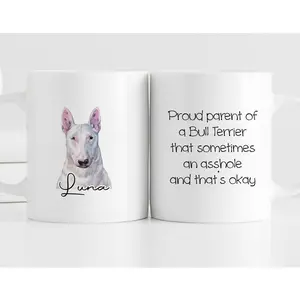 Proud Parent Of A Bull Terrier Mug, Bull Terrier Lover Ceramic Coffee Mug