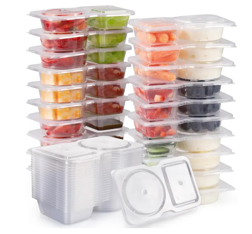Reusable Snack Containers with Lids ,New Snack Containers,Snackle Box Container Portion Control,Pack Containers,Double Compartment Snack Containers