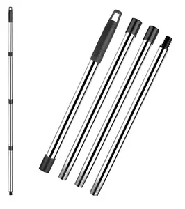 Stainless Steel and Plastic Adjustable Quick-Connect Handle Extension Replacement for 4-Section High-Reach Cleaning Mop (Black)