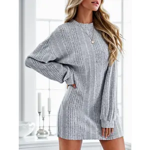 Round Neck Dropped Shoulder Mini Dress