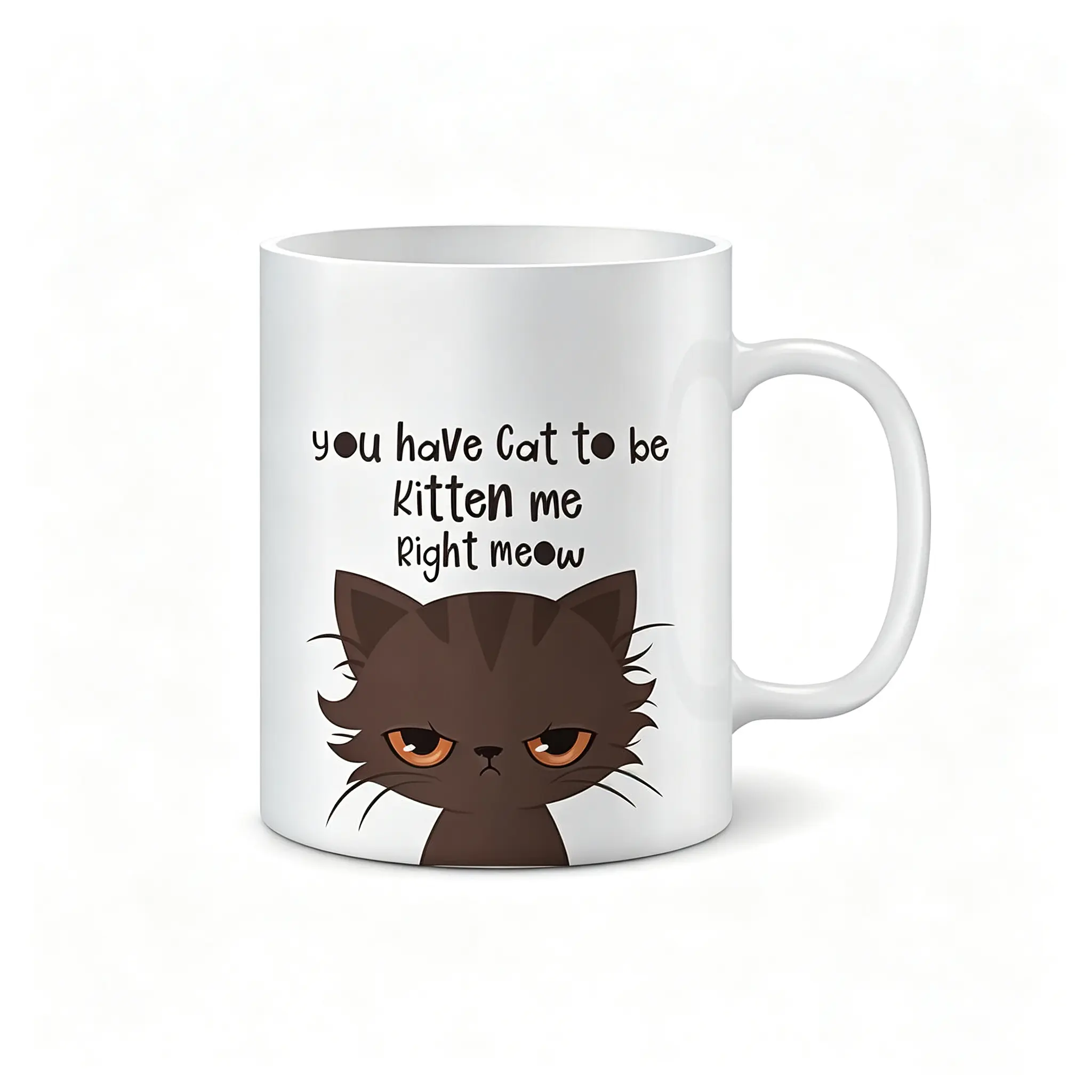 11 oz Ceramic Mug - "You've Got to Cat Me" Funny Coffee Tea Drinkware with Hilarious Quotes, High-Quality Unique Kitchenware