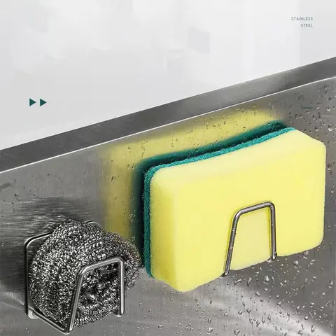 Sponge Holders for Kitchen Sink Adhesive Sponge Holder Sink Caddy Stainless Steel Rust Proof Waterproof, Quick Drying