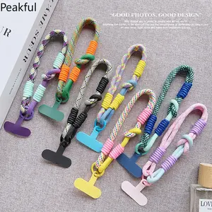 Y2K Colorful Braided Phone Lanyard, Viral Neon Mini Wrist Strap for Smartphones, Detachable Tethered Accessory with Adjustable Knot, lightweight woven design & secure attachment, ideal for music festivals, beach trips, travel days and casual streetwear