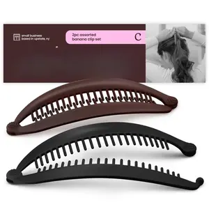 Banana Clip Hair Clips - Volumizing Hair Claw Clips & Hair Styling Accessories for Thick & Thin Hair - Large 6'' Set of 2 (Black and Brown)