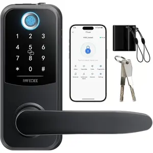 Smart Keyless Entry Door Lock with Handle, Electronic Keypad Door Lock with Handle - Key Pad Door Lock for Exterior Front Door, Easy Install Fingerprint Door Knob