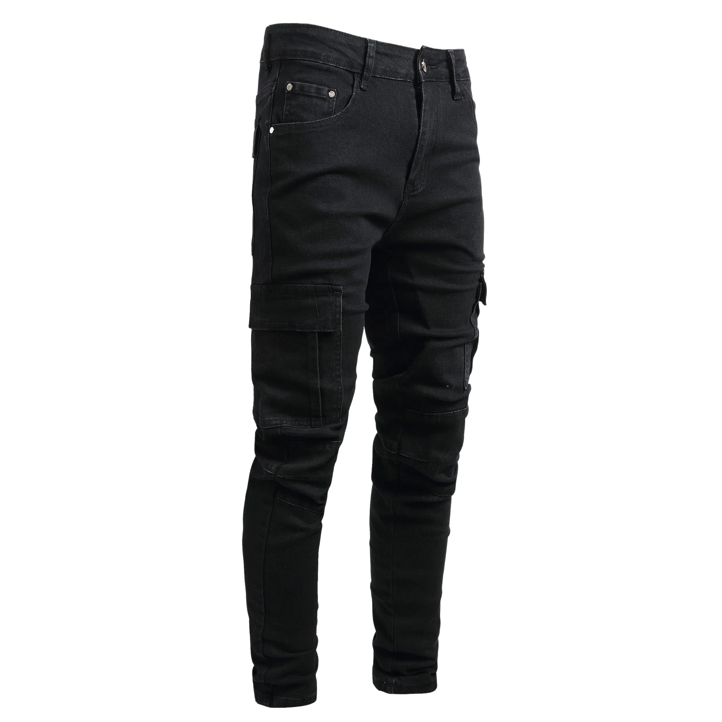 JUNBAOSS Men's Slim Fit Stretch Jeans Cargo Skinny Jeans for Men, Distressed Straight Leg Fashion Casual Comfort Flex Waist Denim Pants, Menswear Trouser Streetwear Jean with Plain Pockets