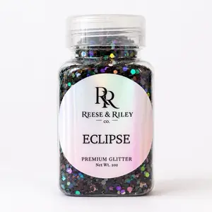Reese & Riley Co. Eclipse Premium Black Holographic Glitter - Chunky Mix for crafts