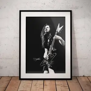 [UNFRAMED POSTER] Dimebag Darrell Poster with signature - Pantera Art Print - Heavy Metal Music Wall - Black White Artwork Printed - Electric Guitarist