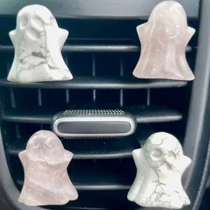 Crystal Ghost Car Vent Clips - Howlite and Rose Quartz
