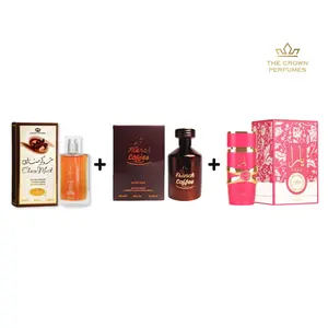 Choco Musk + French Coffee + Yara Candy Perfumes Bundle – 3.4 oz (100ml) Each | Sweet, Gourmand & Irresistible Fragrance Set