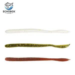 EchoBox Basics Straight Tail Worm 12-Pack Fishing Lures | 5.5” Finesse Soft Plastic for Bass & Panfish – Earthworm, Ghost Shad & Emerald Crawler