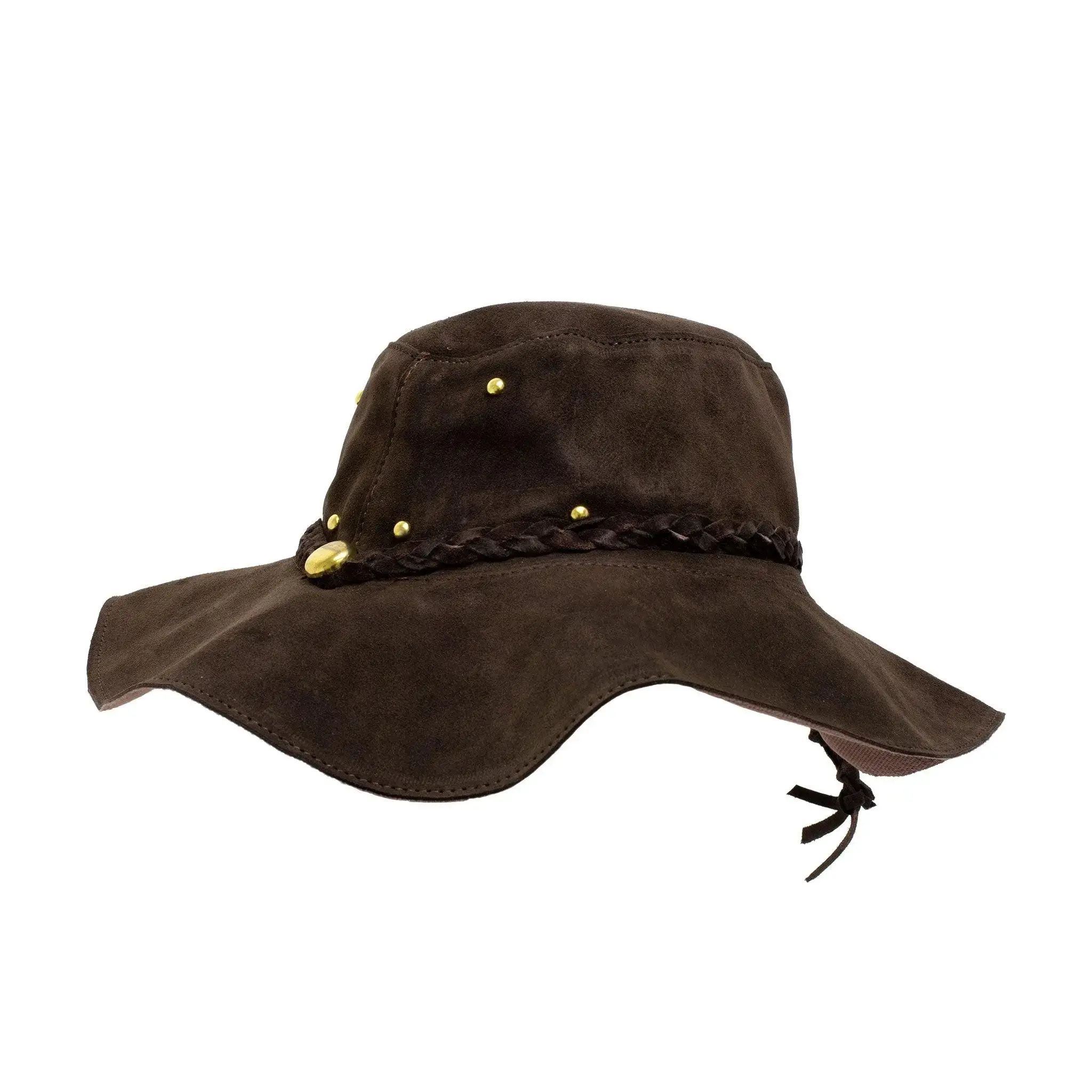 Brown Leather Floppy Hat