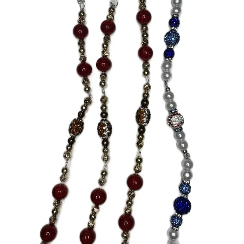 Good Sport Keychain Foot Ball and Baseball - Colorful Beaded Design with Red Maroon Blue and Silver Accents