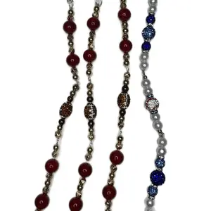 Good Sport Keychain Foot Ball and Baseball - Colorful Beaded Design with Red Maroon Blue and Silver Accents