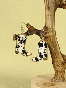 Personalized Cow Print Boots Design Drop Earrings, 1 Pair Western Retro Cowboy Style Jewelry for Girls, Fashionable Zinc Alloy Jewelry for Parties, Daily Clothing Decoration, Creative Gifts