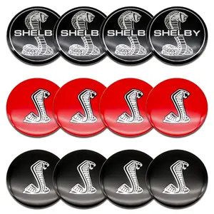4pcs 56mm Car Wheel HUB Center Cap Emblem Sticker, Wheel Decal, Truck Car Decal, Fits Ford Mustang 2.3t Ecoboost Mach-E Shelby Gt500 Gt Models, Automotive Accessories