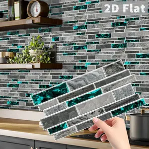 Waterproof Peel & Stick Marble Backsplash, Square Tile Stickers, Adhesive Stickers for Kitchen Bathroom, DIY Easy Install, High-End Home Upgrade, 12/24/48 Pieces