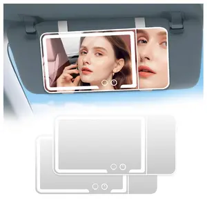 2 Pack  Car Sun Visor Vanity Mirror Rechargeable Led 3 Light Modes Dimmable Touch Screen Side With Triple Magnification Image (2)