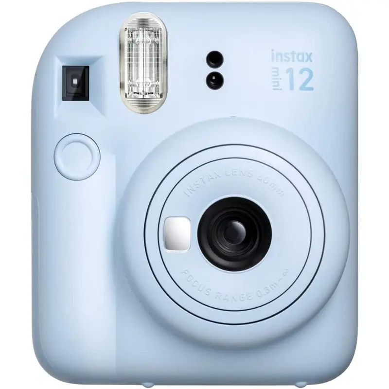 Fujifilm Instax Mini 12 Cute Selfie Instant Camera - Pastel Blue (16806248), Lightweight Compact, 7s Flash Recycle, Automatic High-Quality Lens, 62x46mm Capture, Instax Up! Support, 0.3m & Beyond Focus, Alkaline Power, Disposable Film Compatible