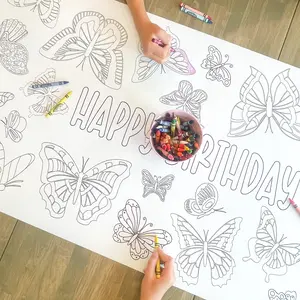 Butterfly Party Coloring Table Runner, Butterfly Birthday Coloring Page, Giant Coloring Poster, Party Decor, Coloring Table Cloth, Butterfly