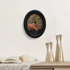 Vintage Art Style Dog Riding Whale Desk Decor, Unique Artwork, Perfect for Halloween Christmas Thanksgiving Home Office Wall Decoration