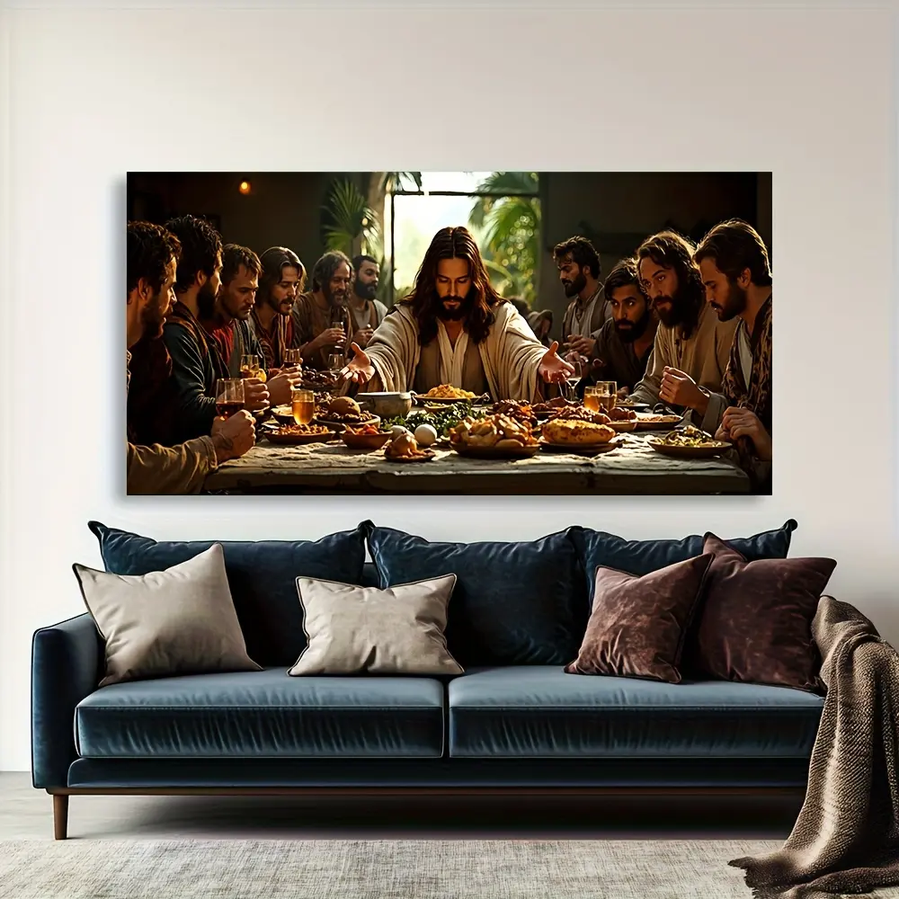 1 Framed Wood Canvas Art Print - Multi-Size Decorative Religious Modern Abstract Painting, Vintage-Contemporary Design, Large Living Room & Bedroom Wall Decor, USA-Made, Easy Install Ready-to-Hang 2D Flat Artwork