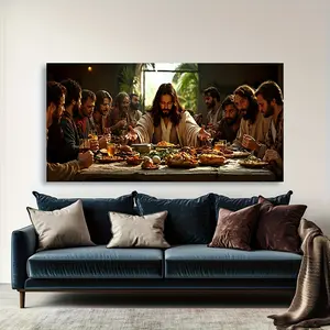 less canvas1  Canvas Art - The Last Supper Wall Decor, Modern Abstract Religious Painting, Vintage & Contemporary Design, Large Size Living Room Bedroom Office Wall Painting - Made in the USA, Ready to Hang,