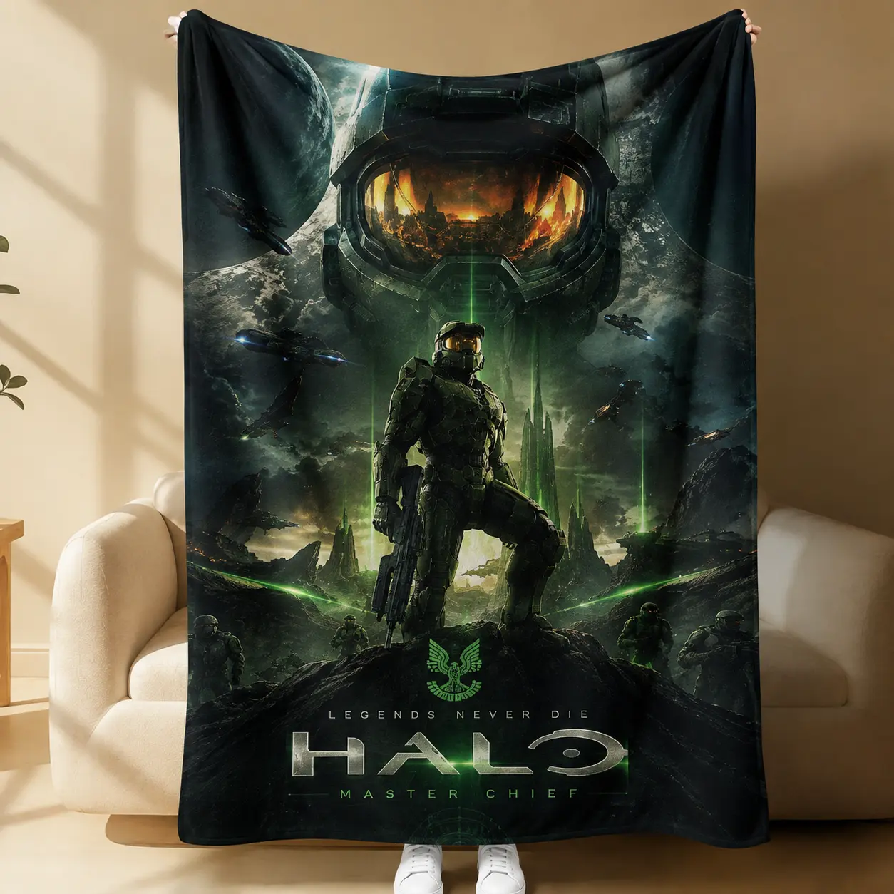 Halo Combat Evolved Fleece Blanket, Ultra Soft Gaming Throw, Cozy Warm Blanket for Bed, Sofa & Couch, Gamer Room Decor, Fan Gift