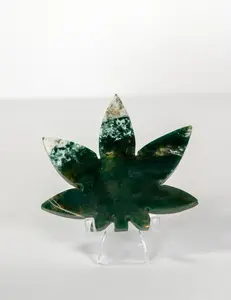 Moss Agate Cannabis Leaf